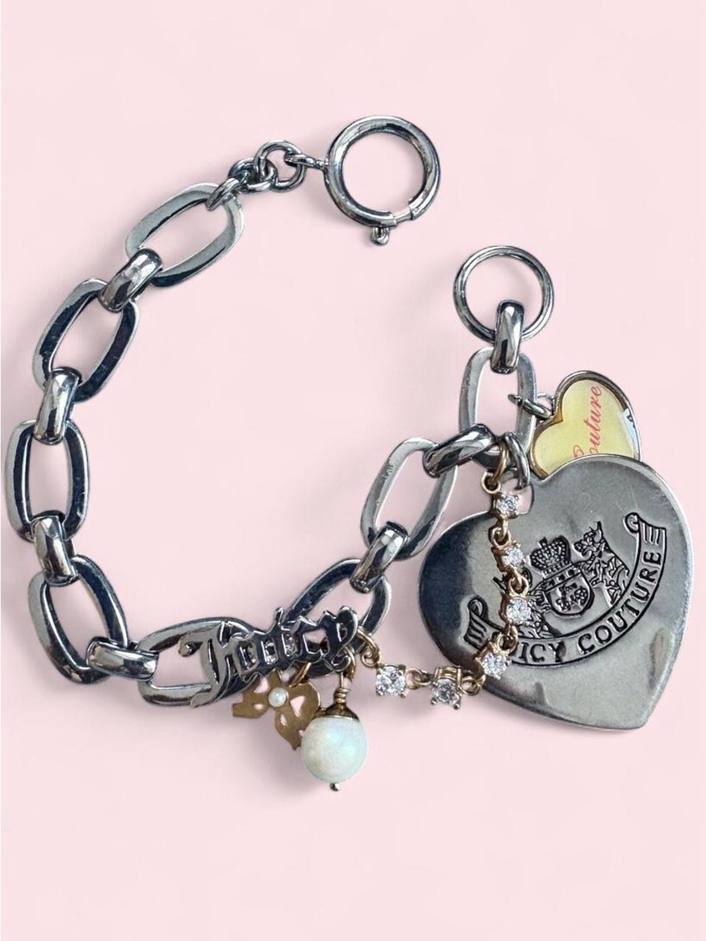 Y2K Vintage Juicy Couture “Let Them Eat Couture” Silver Charm Bracelet